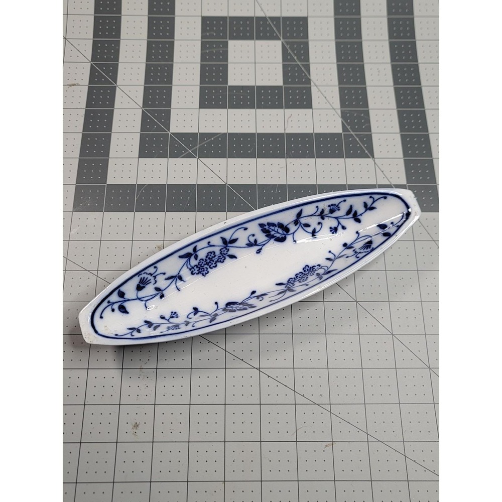 Antique German Austrian Porcelain Geshutzt Art Nouveau Depose Blue White Dish
